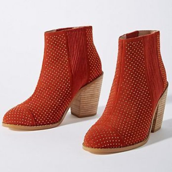 ANTHROPOLOGIE Rust Suede Micro-Studded Boots 7.5 - Picture 11 of 11